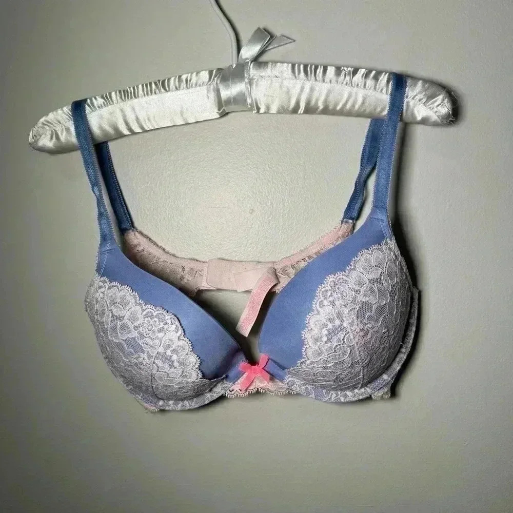 Victoria secret lavender pink lace  push up bra 32D - Picture 2 of 6